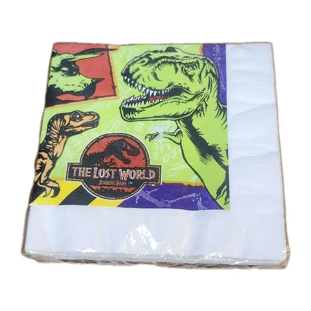 Vintage Jurassic Park Lost World Paper Napkins Dinosaur New T-Rex NEW OLD STOCK